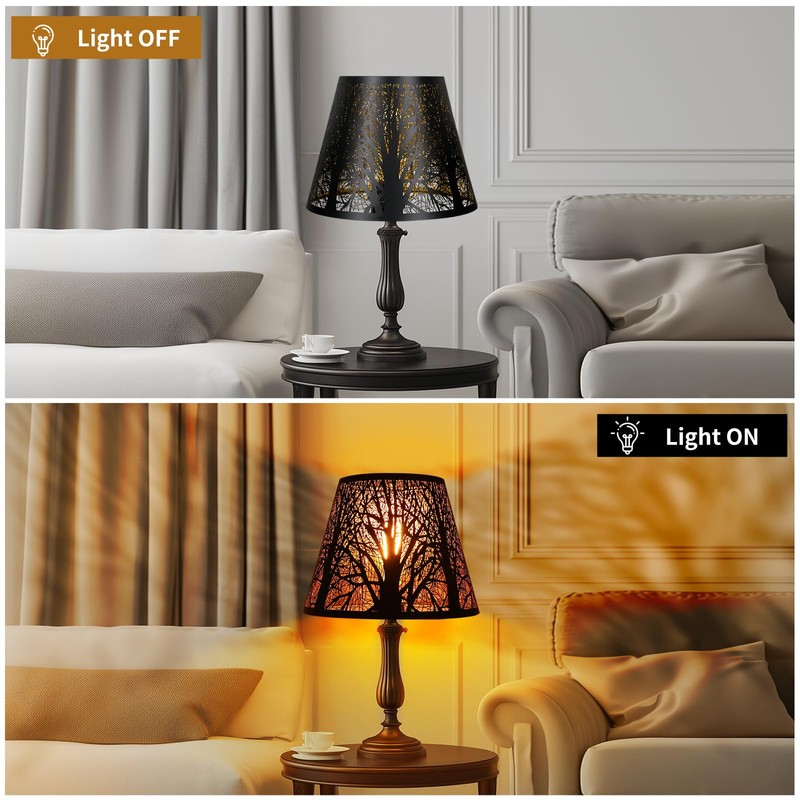 Small Lamp Shade, ALUCSET Barrel Metal Lampshade with Pattern of