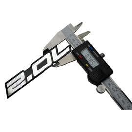 ERPART 2.0L Liter Embossed Silver on Black Highly Polished Silver Real Aluminum Auto Emblem Badge Nameplate Compatible with KIA Subaru (Pack of 2)