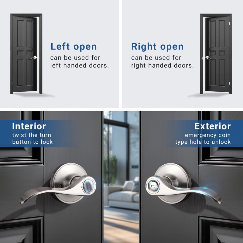Knobonly 6 Pack Brushed Satin Nickel Door Lever Privacy Door