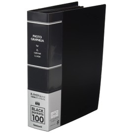 Nakabayashi Album Photographilia 2L Size, 100 Sheets, 1 Tier, Black 23677
