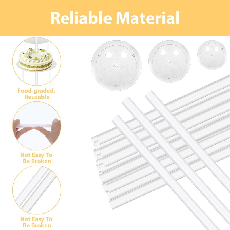 Cobee Dowel Rods Set, 15 Pcs Plastic Support Sticks With