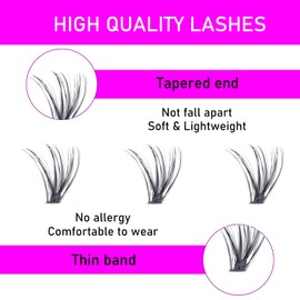 HAMJOYS Clusters Lashes Lash Extension 240pcs Individual Lashes DIY Eyelash Extension Lash Clusters 30D 40D 12-18mm Mix D Curl Eyelash Clusters Extensions Self Application at Home (30D+40D-D-12-18MIX)