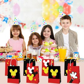 OU RUI 12Pcs Mouse Birthday Party Gift Bag Kids Birthday Candy Snack Carry Paper Bags Cartoon Mouse Theme Party Decoration Supplies