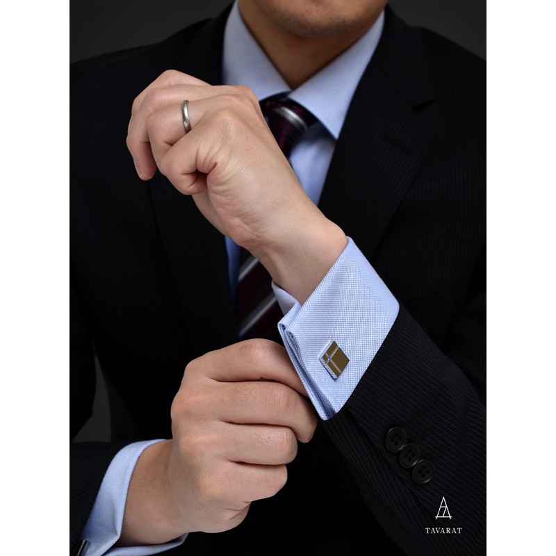 Tabarat Tps-040R Men's Crystal Glass Cufflinks Made in Japan Brass,