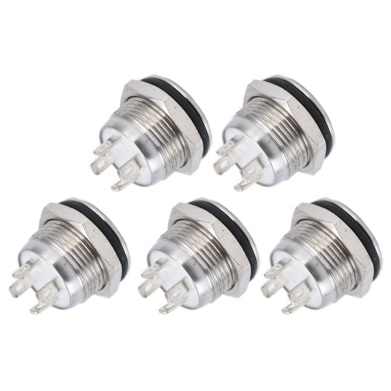 5Pcs Button Switch Stainless Steel Flat Top Button with LED