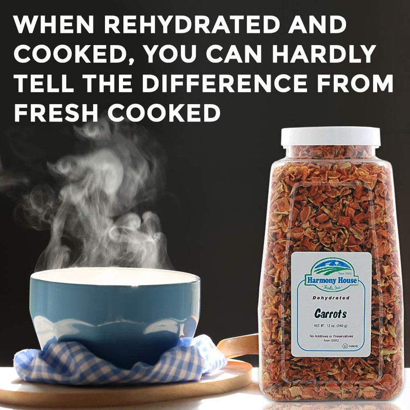 Harmony House Foods Dehydrated Diced Carrots - Air Dried Vegetables