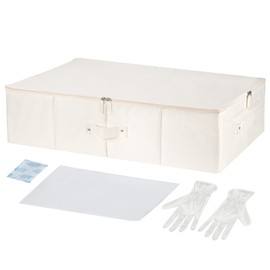 Ourea Wedding Dress Storage Box - Wedding Dress Preservation Box with 20 Sheets of Acid Free Tissue Paper for Storage Wedding Dress Storage Box Kit,Heirloom Wedding Gown Storage Box - Bride Musthaves(Beige)