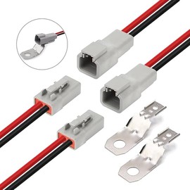DTP 2 Pin Connector with 12 AWG Cable Wire,2 Way DT Automotive Waterproof Electrical Connector Male Female Plug Wiring Harness,for Car,Truck,Boats,LED Work Light,DTP06-2S DTP04-2P（2 Pairs）