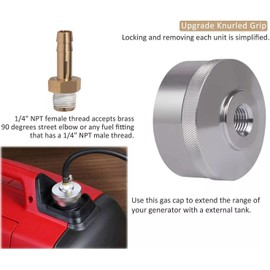 TEXVOKIE Upgraded Extended Run Fuel Cap Fits Gas Generator, Fit for Yamaha EF2000is, EF1000is, Ai power sua2300i, Coleman pm2000i,Powerhorse 2000