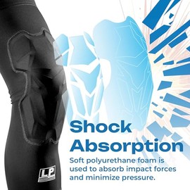 LP SUPPORT IM710 Shield Padded Leg Compression Sleeve, Ergonomic Knee Pad Support for Basketball, Volleyball, Running, Gym Workouts, Breathable Elasti