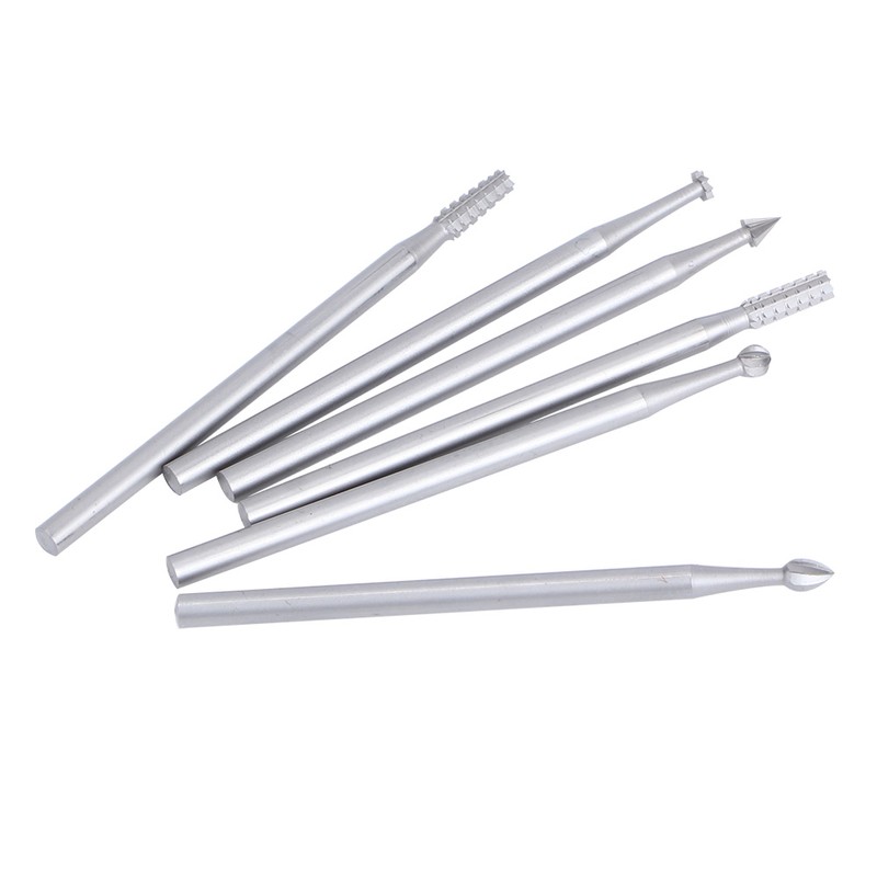 6Pcs/Set 2.35mm Handle Tungsten Steel Milling Cutter Carving Knife Engraving