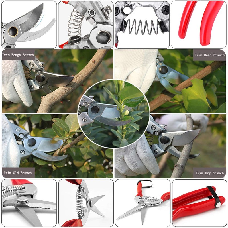 HyleJhJy Pruning Shears with Stainless SK5 Steel Blades+Straight Tip Gardening
