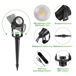 IRISECO 2 Pack Extendable Outdoor Landscape Lights, 12V Low Voltage Landscape Lighting IP65 Waterproof Plug-in Outdoor Spotlights for Yard House Pathway Tree Pools (2700K Warm White, NO Plug)