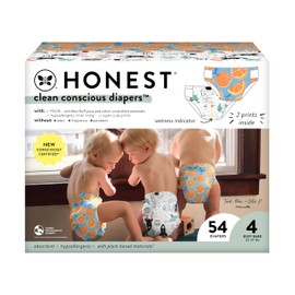 The Honest Company The Honest Company Clean Conscious Diapers for Sensitive Skin | Hypoallergenic, Fragrance Free | Gender Neutral Prints | Club Box, Size 4 (22-37 lbs), 54 Count