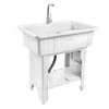 31.5in(H) Freestanding Plastic Laundry Sink with Washboard,Outdoor Utility Sink with