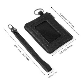 Otto Angelino Genuine Leather Zip ID Card Holder with Wrist Strap Card Holder - Unisex, black, Casual
