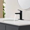 Matte Black Single Handle Bathroom Faucet 9/16\" Hoses Deck Mounted