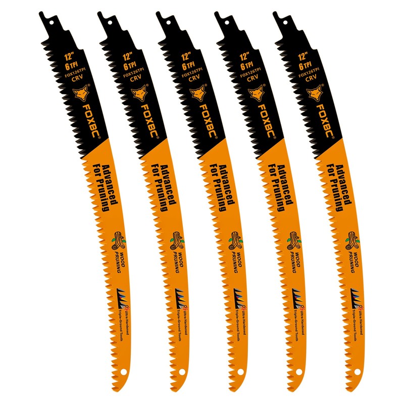 FOXBC 12 Inch Japanese Teeth Reciprocating Saw Blade 6TPI, Curved