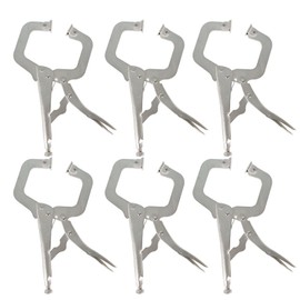 TINVHY 6-Pack 11 Inch C-Clamp Locking Pliers Adjustable Welding Clamps with Swivel Pads for Shop Home Farm and Automotive