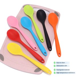 7PCS Silicone Serving Spoons set,Vituer Heat Resistant Kitchen Spoons for Cooking, Silicone Basting Spoon Utensil Spoon Non-stick Serving Spoon for Mixing, Baking, Serving and Stirring,7colors
