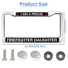 Proud Firefighter Daughter License Plate Frame Patriotic Firefighter Power Rattle-Proof License Plate Frame