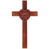 Shalom 20cm wooden Mahogany large Love Heart wall hanging cross brown