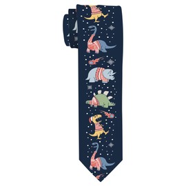 Funny Christmas Tie for Men Dinosaur Themed Christmas Gifts Ugly Christmas Sweater Tie Dino Necktie