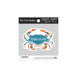 Die Cut Sticker Jekyll Island, Georgia, Blue Crab, Watercolor, Contour Vinyl Sticker 1 to 3 inches (Waterproof Decal for Cars, Water Bottles, Laptops, Coolers), Small