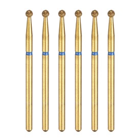 sourcing map 6pcs 120-140 Grits Diamond Grinding Bit 2.5mm Ball Head 2.35mm Shank 2.5mm Length Titanium Plated Stone Sanding Drill Bits Rotary Tool for Nails Grinding Polishing, Blue
