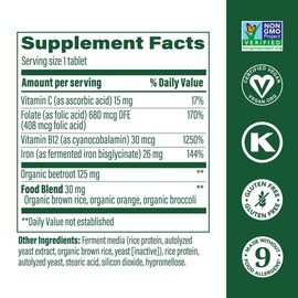 MegaFood Blood Builder Iron Supplement-Clincally Proven to Increase Iron Levels while Gentle on the Stomach. 60 Servings:_180 Day | 180ct