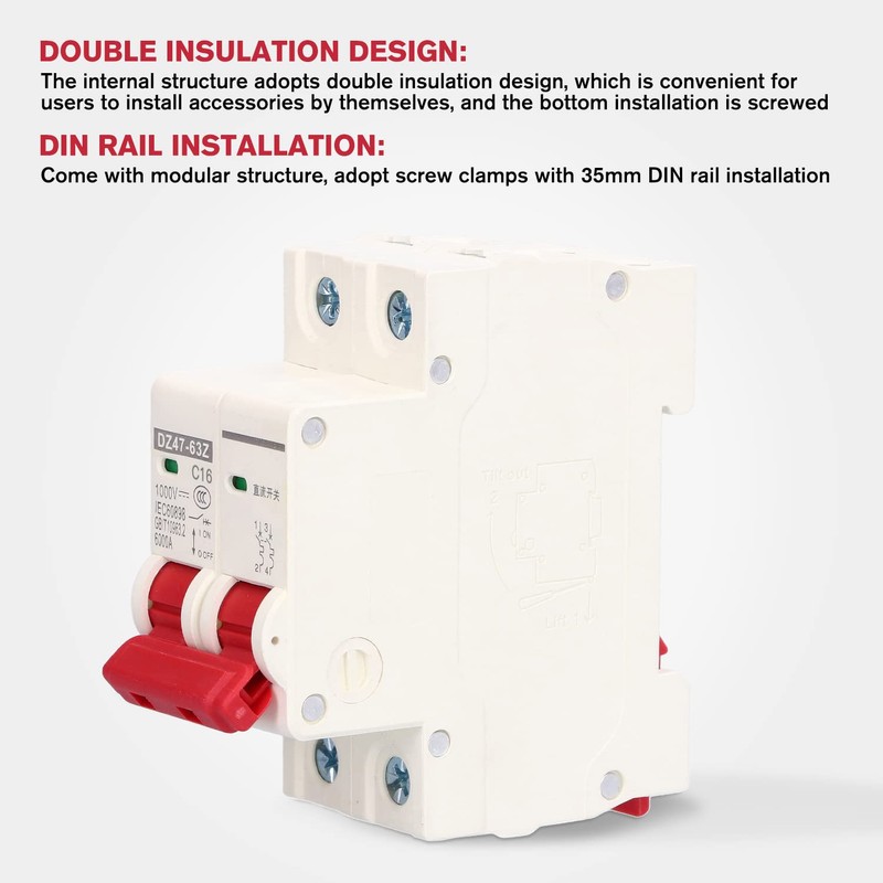 Pack of 2 1000 V DC Circuit Breaker 16 A