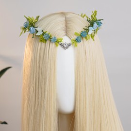 MOSTORY Flower Fairy Crown for Women - Woodland Elf Crown for Fairy Costume Renaissance Faire, Forest Floral Headpiece with Butterflies for Cosplay Renfaire Photo Shoot