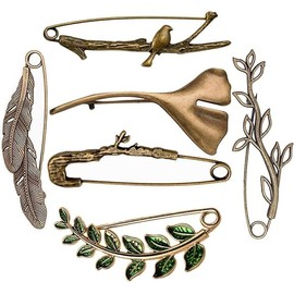 Ttdesefu 6PCS Extra Large Decorative Safety Pins for Clothing, Vintage Brooch Pins for Women, Giant Retro Sweater Lapel Pins (Bronze) – Fashion Jewelry Accessories for Scarves, Hats, DIY Crafts