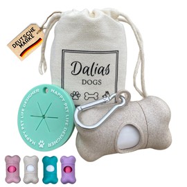 DALIAS DOGS 5 in 1 Wheatgrass Poop Bag Dispenser, Compostable Bags, Treat Bags & Holder