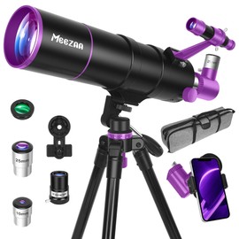 MEEZAA Telescope, Telescope for Adults High Powered, 90mm Aperture 550mm Portable Professional Refractor Telescopes for Kids & Astronomy Beginners with Tripod, Phone Adapter, Carry Bag & Moon Filter