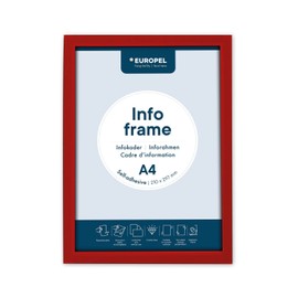 Europel Cornice Informativa Magnetica Autoadesiva A4 Rossa, Set da 2, Cornice in PVC Rimovibile con Chiusura Magnetica, Utilizzo Bifacciale, Formato Verticale o Orizzontale, 32,5 x 23,8 cm