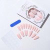 24Pcs Gradient Press on Nails Coffin Fake Nails Rhinestone with