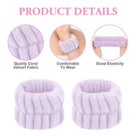 AOOWU Wrist Wash Band, Elastic Microfibre Face Wash Cosmetic Hair Band, Spa Bracelets for Absorbent Sweatband for Women Girls, Makeup Wrist Face Skin Care (4 Pairs)