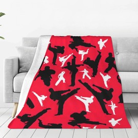 Colored Martial Arts Karate Microfiber Plush Throw Blanket, 80x60 inches, Kids Boys Girls, All Seasons