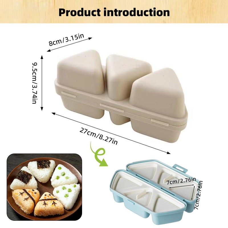 Asphodelia 2-Pack Triangle Onigiri Mold 6-in-1 Bento Rice Ball Maker,