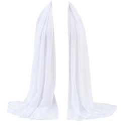 CABODYALS White Soild Shawl Scarves Chiffon Sheer Shawls and Wraps Womens Polyester Elegant Soft Silky Lightweight Long Mesh Scarf for Women Evening Dress Bridal Wedding Party Cover Up Accessories