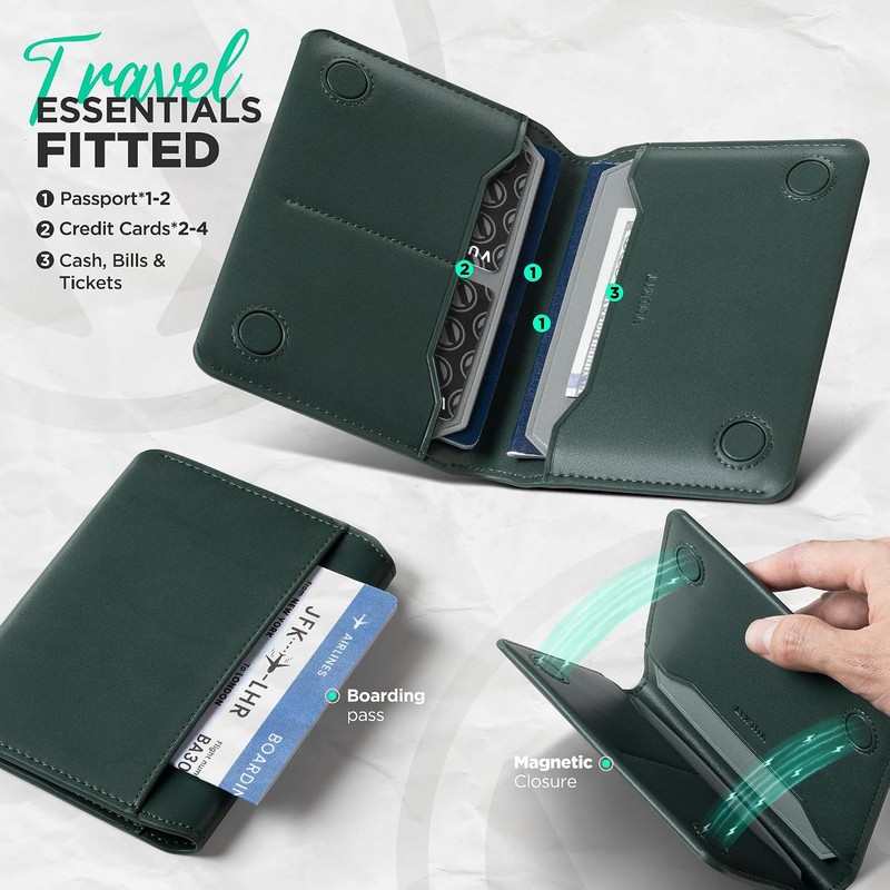 VULKIT Porta Pasaporte Minimalista con Bloqueo de RFID, Cartera de