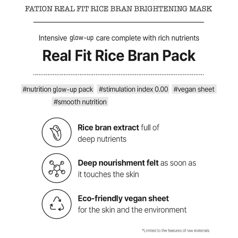 Fation Real Fit Mask, 5 Pack (Rice Brightening)