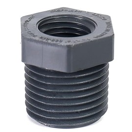 Lesso America 839 Series - Schedule 80 PVC Fittings (Black) - Reducing T.T. Bushing Flush Connector - 3/4 x 1/2" (MIPT x FIPT) / Plumbing (839-101) (1 Pack)