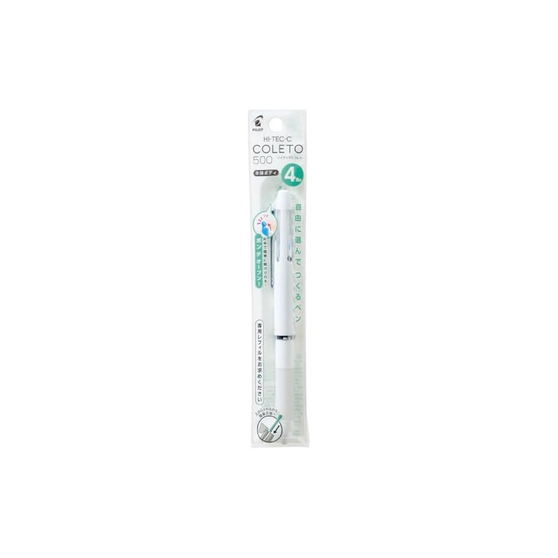 Pilot PLHKC50CW Multi-Function Pen, Hi-Tec-C Coleto 500, 4 Colors, White