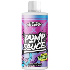 Pump Sauce Pre-Workout - 32 oz, Sour Gummy Worms, No Caffeine, Full Spectrum Liquid, Gluten Free, Vegan, Zero Sugar