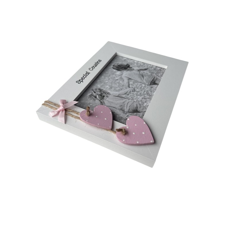 Special Cousins White Picture Frame for 6x4 Photo Pink Wooden