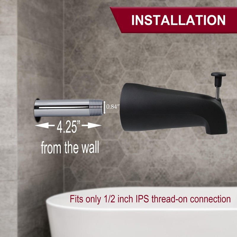 Westbrass A531D-1F-62 5-1/4" Reach Wall Mount Tub Spout with Front