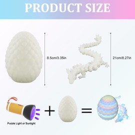3D Dragon Egg Printed Crystal Dragon in Egg Glow in the Dark Surprise Easter Eggs Iridescent Articulated Dragon Flexible Joints Fidget Toys for Home Office Decor Executive Desk Toys Anxiety Relief