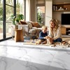DEXDE Peel and Stick Floor Tile White Marble Waterproof 2FTx2FT